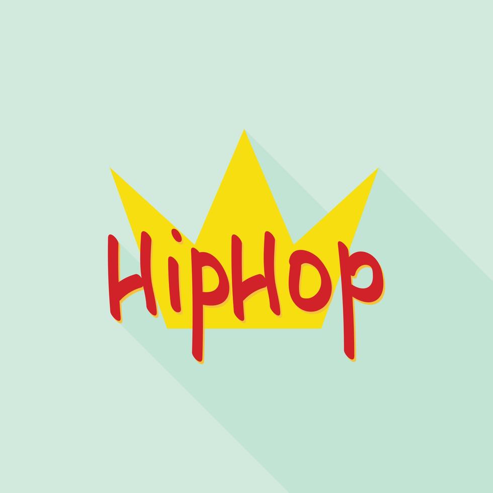 Hip hop crown icon, flat style vector