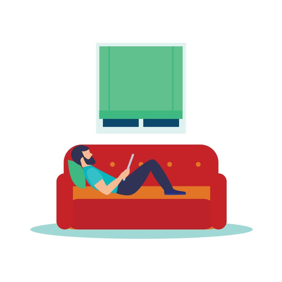 Freelancer sofa concept banner, flat style vector