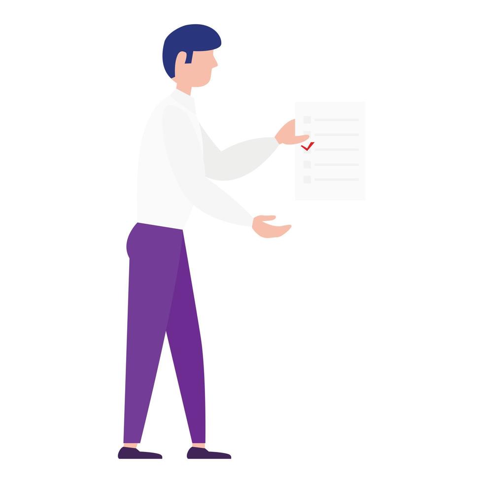 Man vote paper take icon, flat style vector