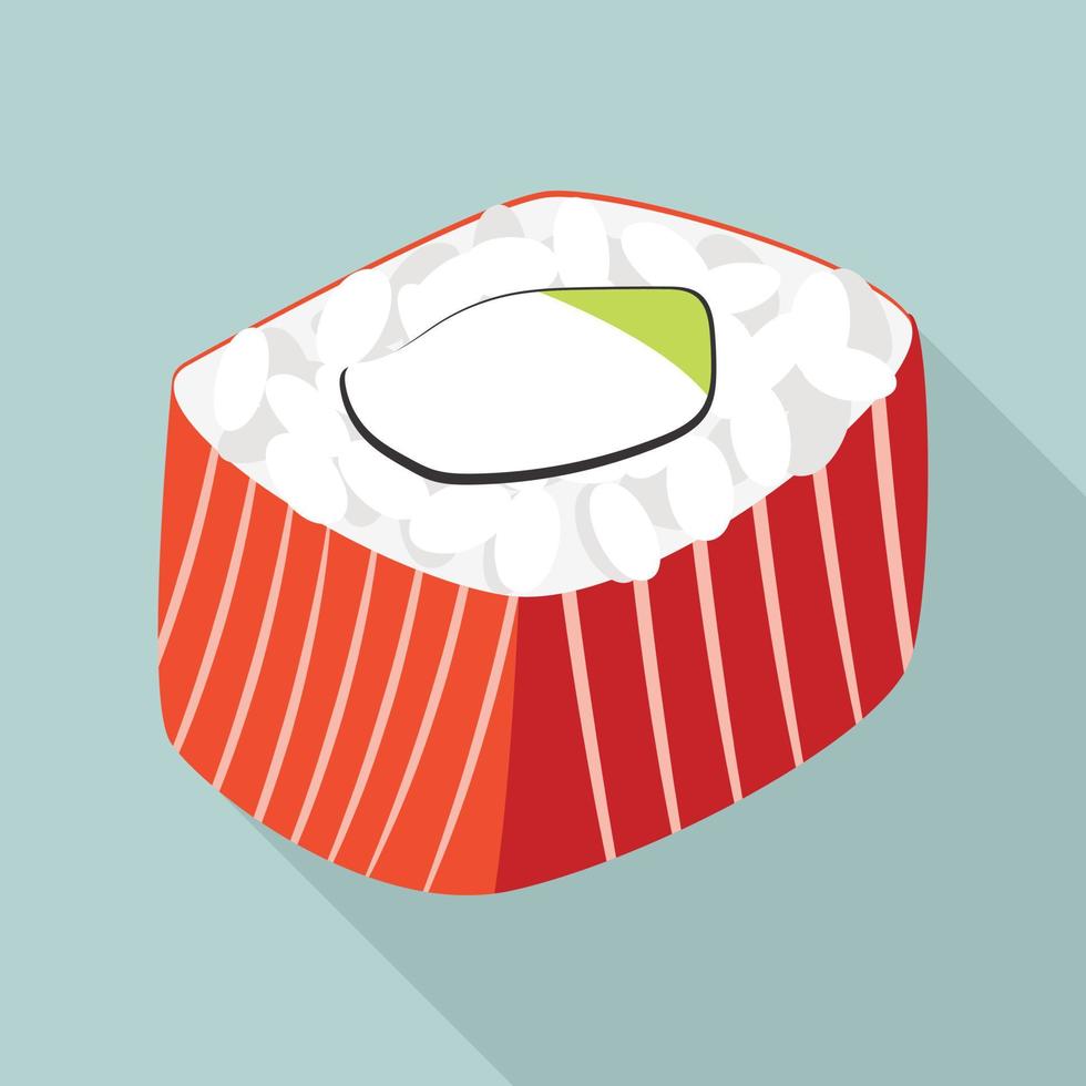 icono de rollo de sushi de pescado, estilo plano vector