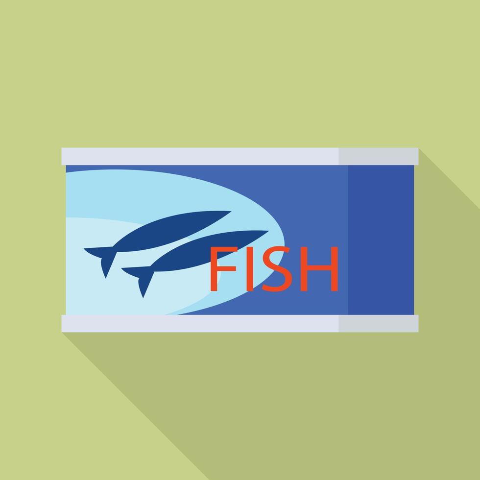 icono de lata de pescado, estilo plano vector