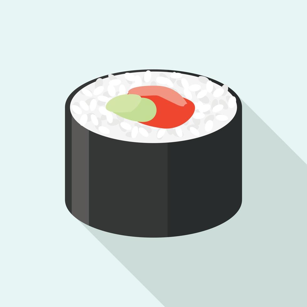 icono de rollo de sushi de salmón, estilo plano vector
