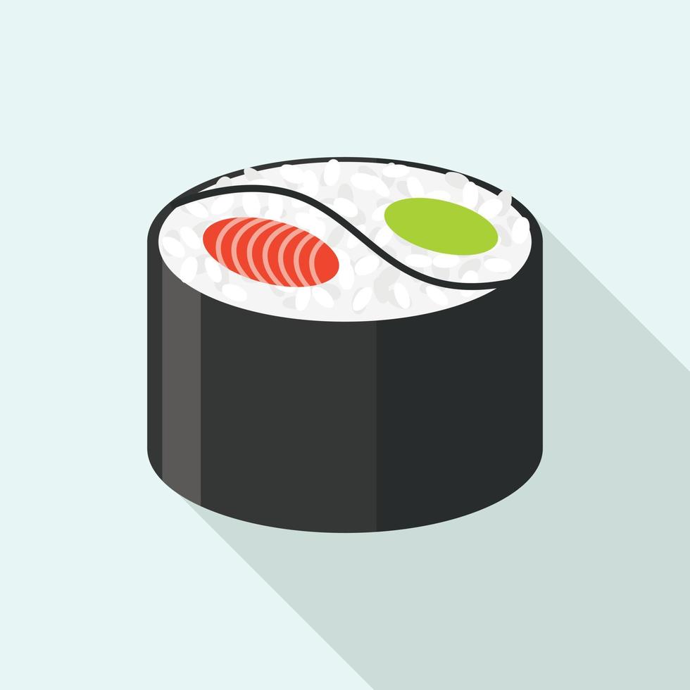 Yin yang sushi icon, flat style vector