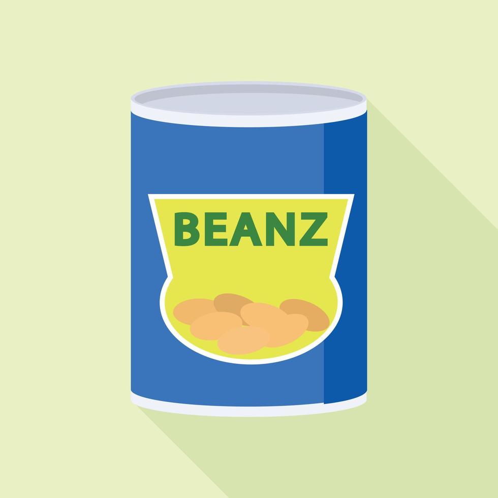 Beans tin can icon, flat style vector