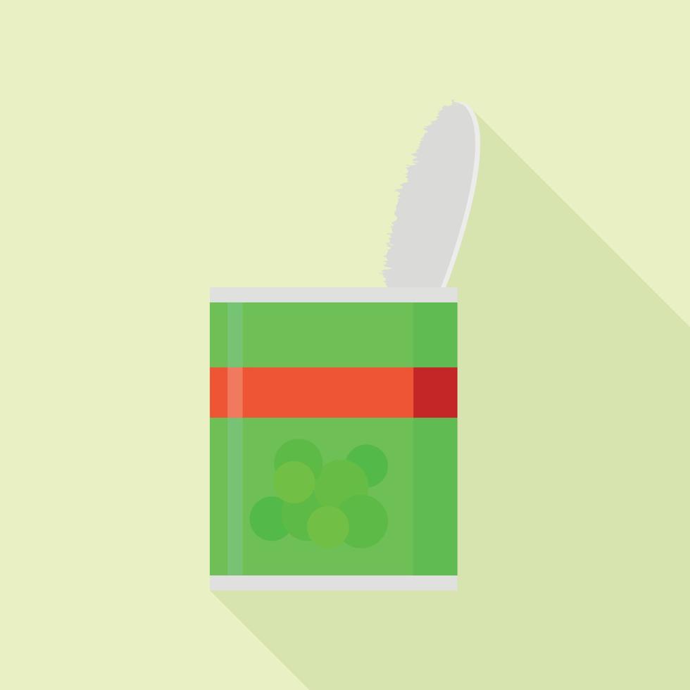 Peas tin can icon, flat style vector