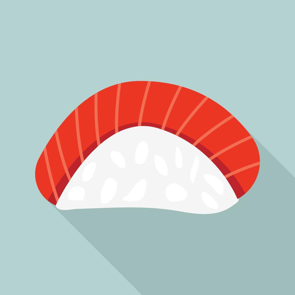 pieza, pescado, sushi, icono, plano, estilo vector