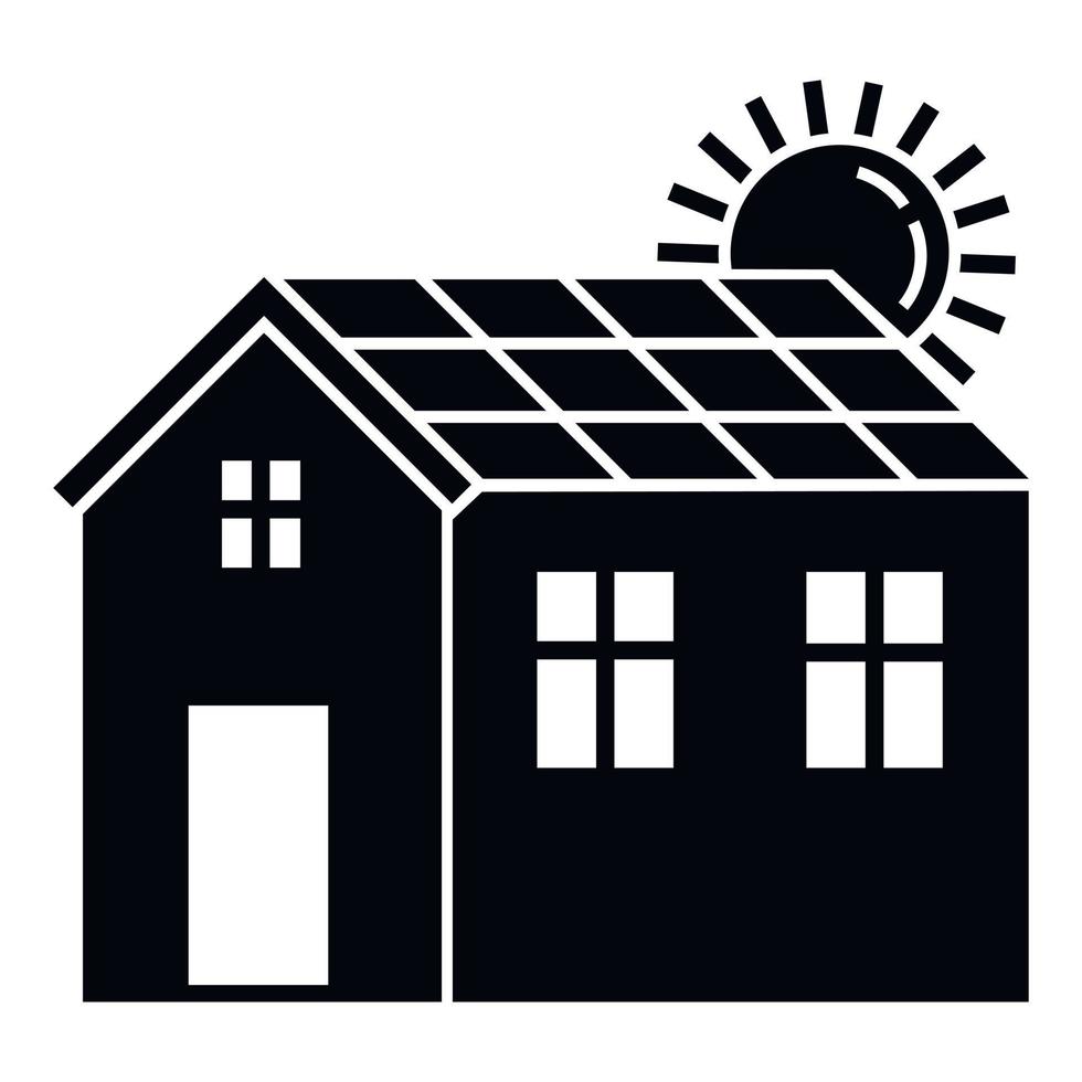 Solar panel house icon, simple style vector