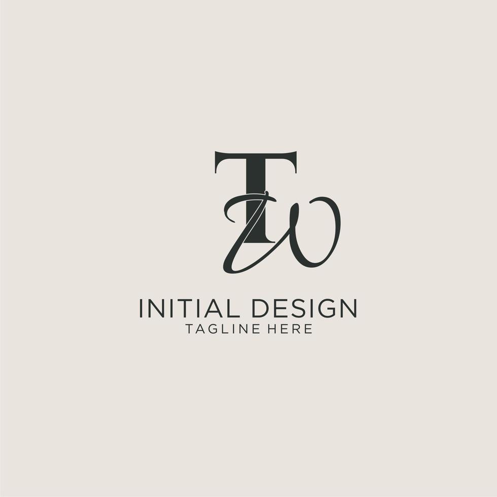 Initials TW letter monogram with elegant luxury style. Corporate identity and personal logo vector