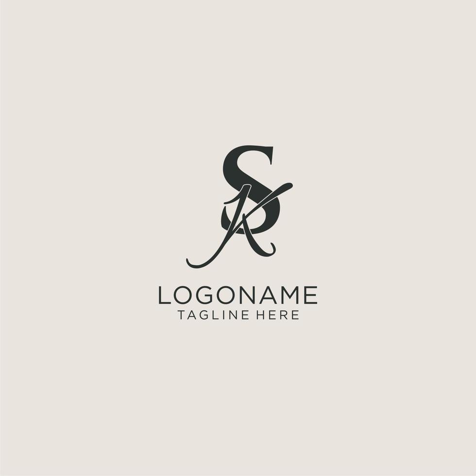 Initials SK letter monogram with elegant luxury style. Corporate identity and personal logo vector