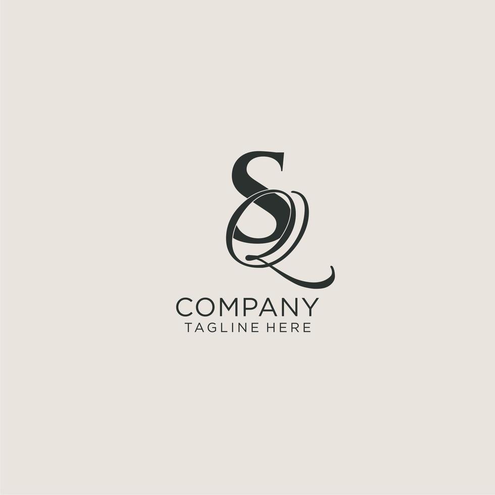 Initials SQ letter monogram with elegant luxury style. Corporate identity and personal logo vector