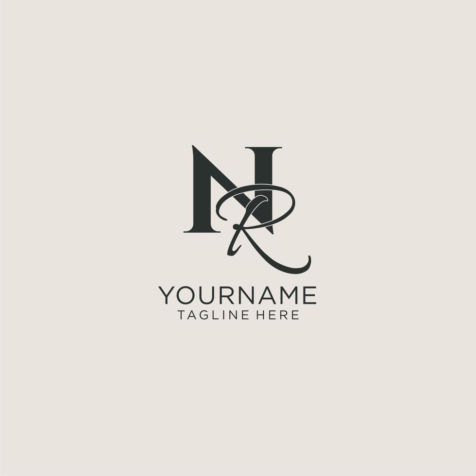 Initials NR letter monogram with elegant luxury style. Corporate identity and personal logo vector