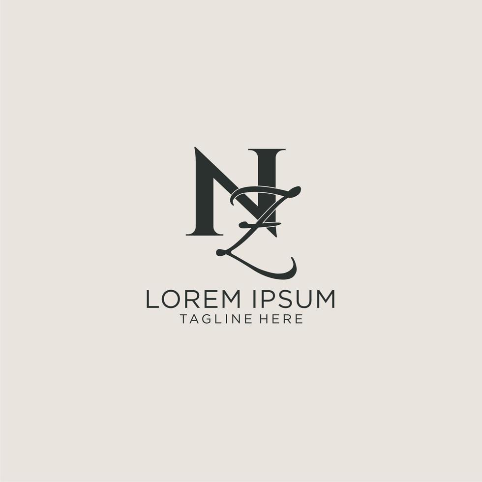 Initials NZ letter monogram with elegant luxury style. Corporate identity and personal logo vector