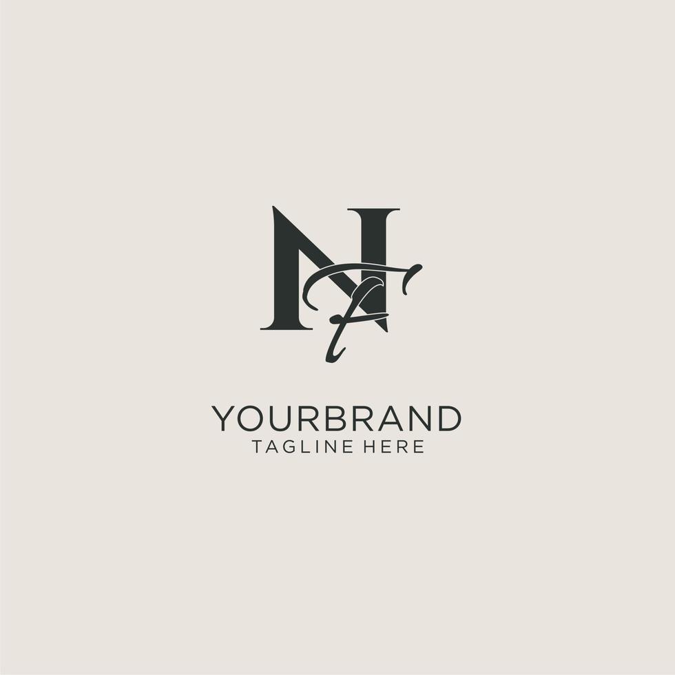 Initials NF letter monogram with elegant luxury style. Corporate identity and personal logo vector