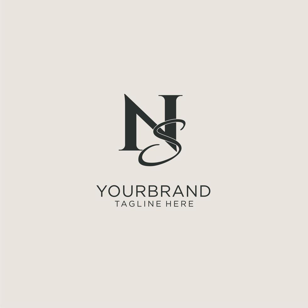 Initials NS letter monogram with elegant luxury style. Corporate identity and personal logo vector