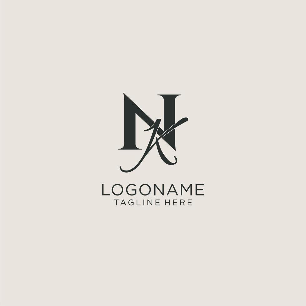 Initials NK letter monogram with elegant luxury style. Corporate identity and personal logo vector