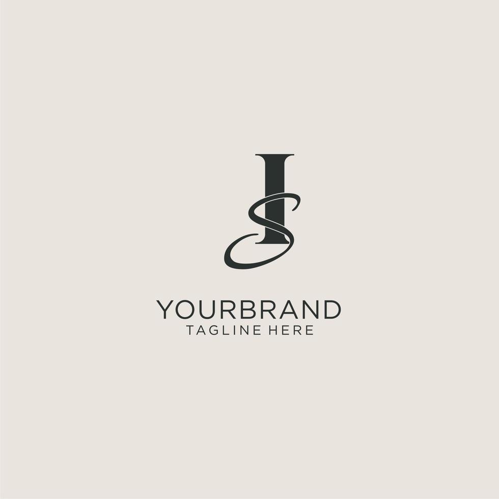 Initials IS letter monogram with elegant luxury style. Corporate identity and personal logo vector
