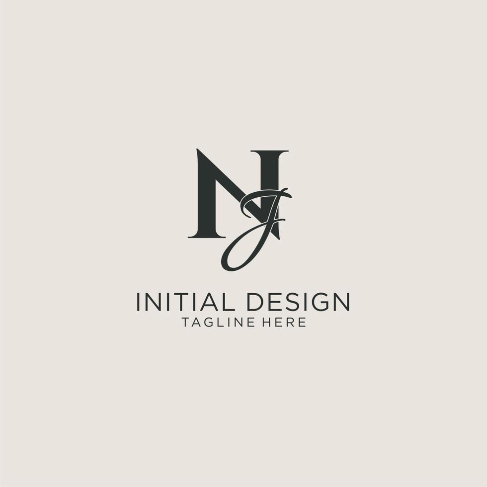 Initials NJ letter monogram with elegant luxury style. Corporate identity and personal logo vector