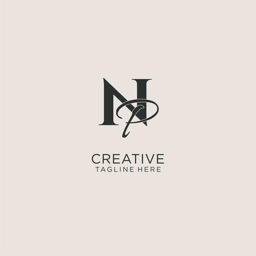 Initials NP letter monogram with elegant luxury style. Corporate identity and personal logo vector