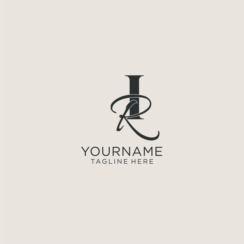 Initials IR letter monogram with elegant luxury style. Corporate identity and personal logo vector