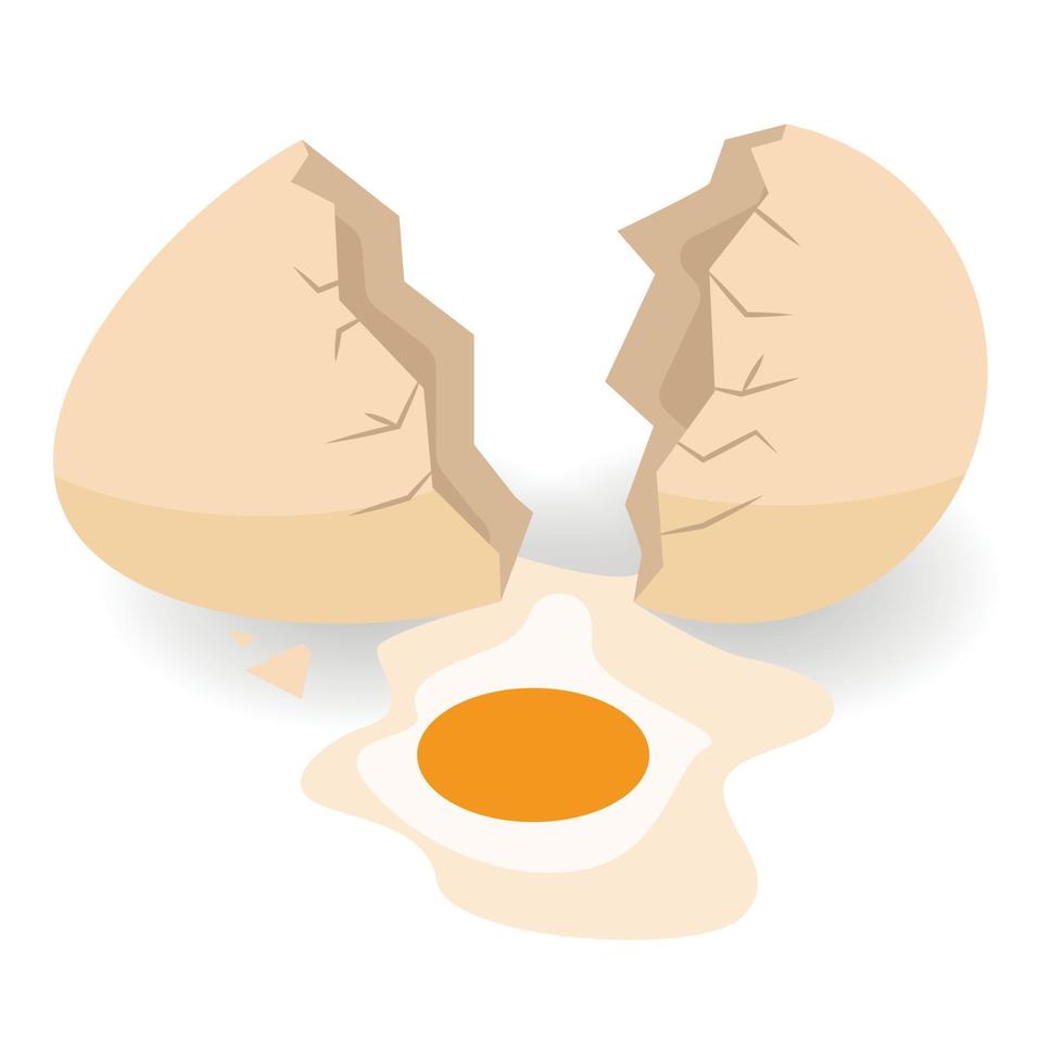 Fresh eggshell icon, isometric style vector