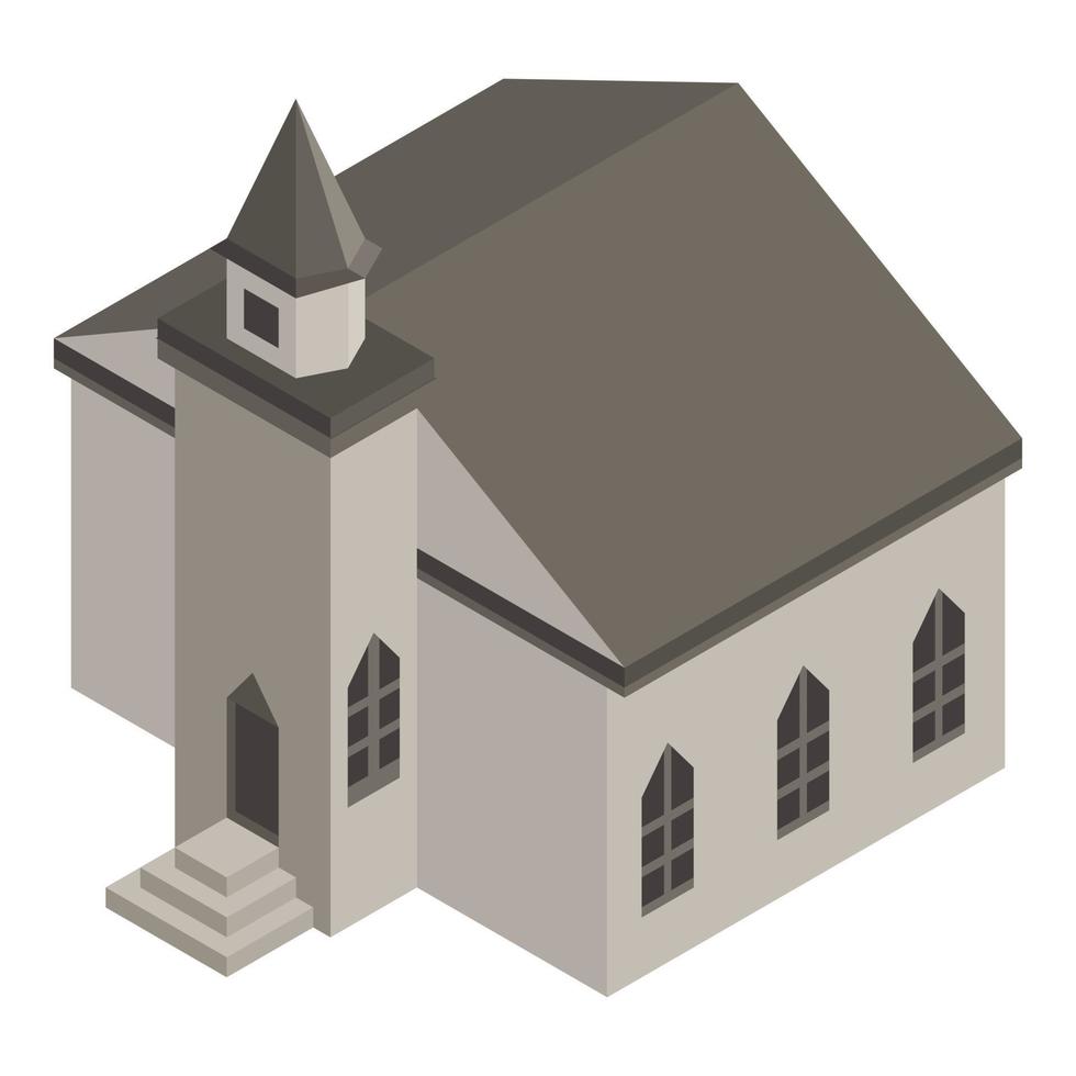 Medieval church icon, isometric style vector