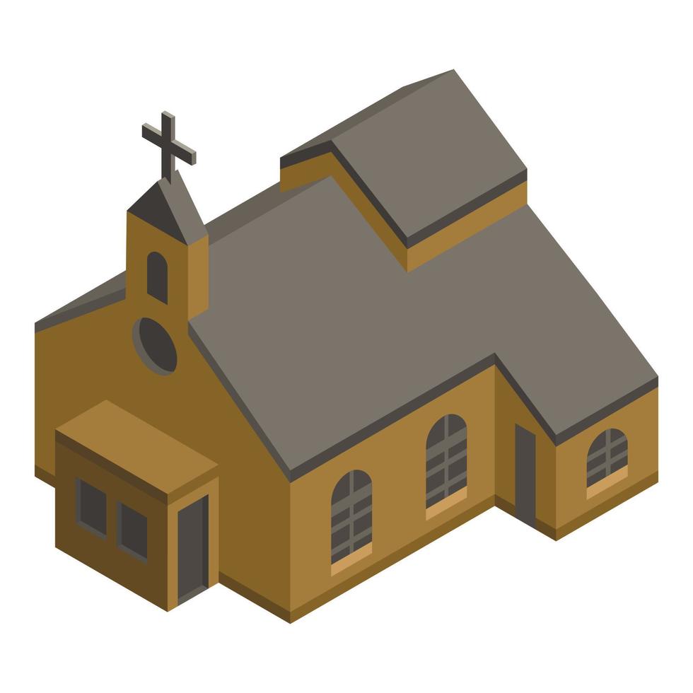 icono de la iglesia protestante, estilo isométrico vector