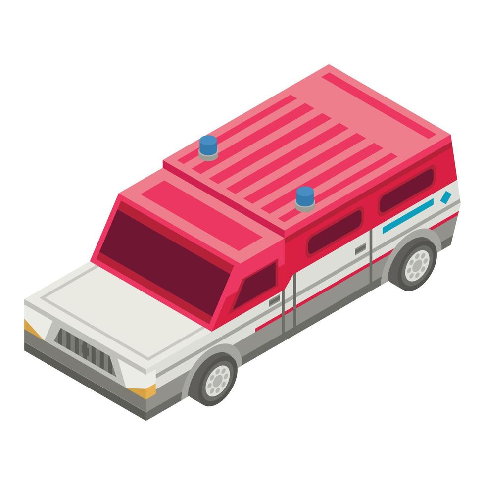 Rescue truck car icon, isometric style vector