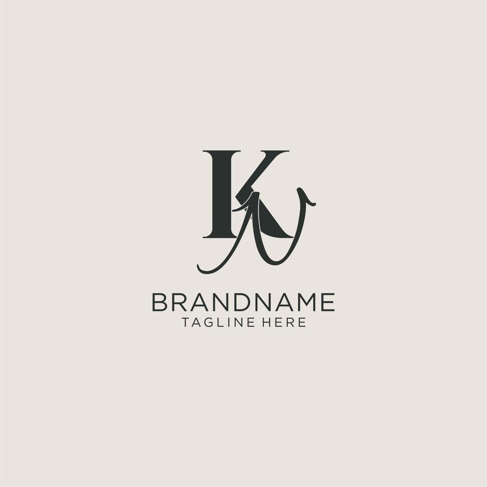 Initials KN letter monogram with elegant luxury style. Corporate identity and personal logo vector