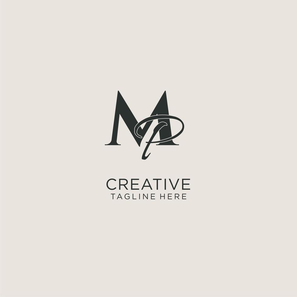 Initials MP letter monogram with elegant luxury style. Corporate identity and personal logo vector