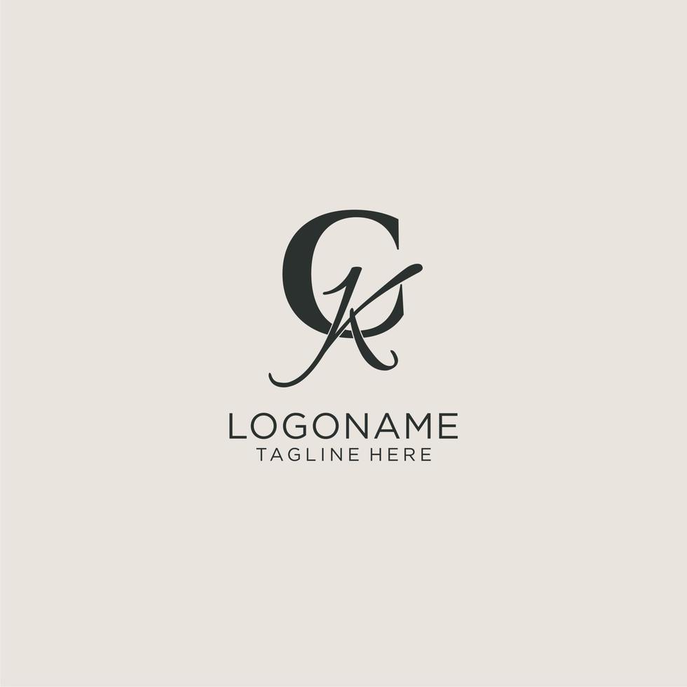 Initials CK letter monogram with elegant luxury style. Corporate identity and personal logo vector