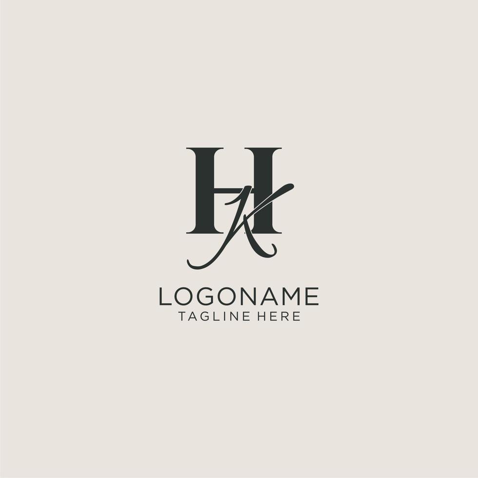 Initials HK letter monogram with elegant luxury style. Corporate identity and personal logo vector