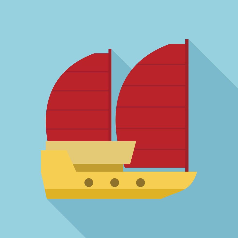 icono de barco vietnam, estilo plano vector