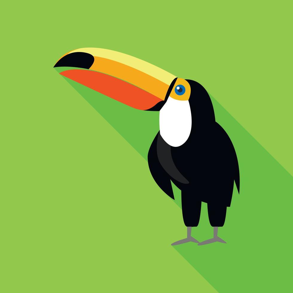 Cute toucan icon, flat style vector