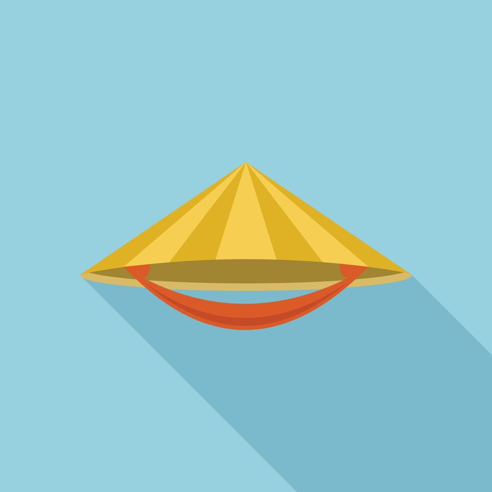 Asian conical hat icon, flat style vector