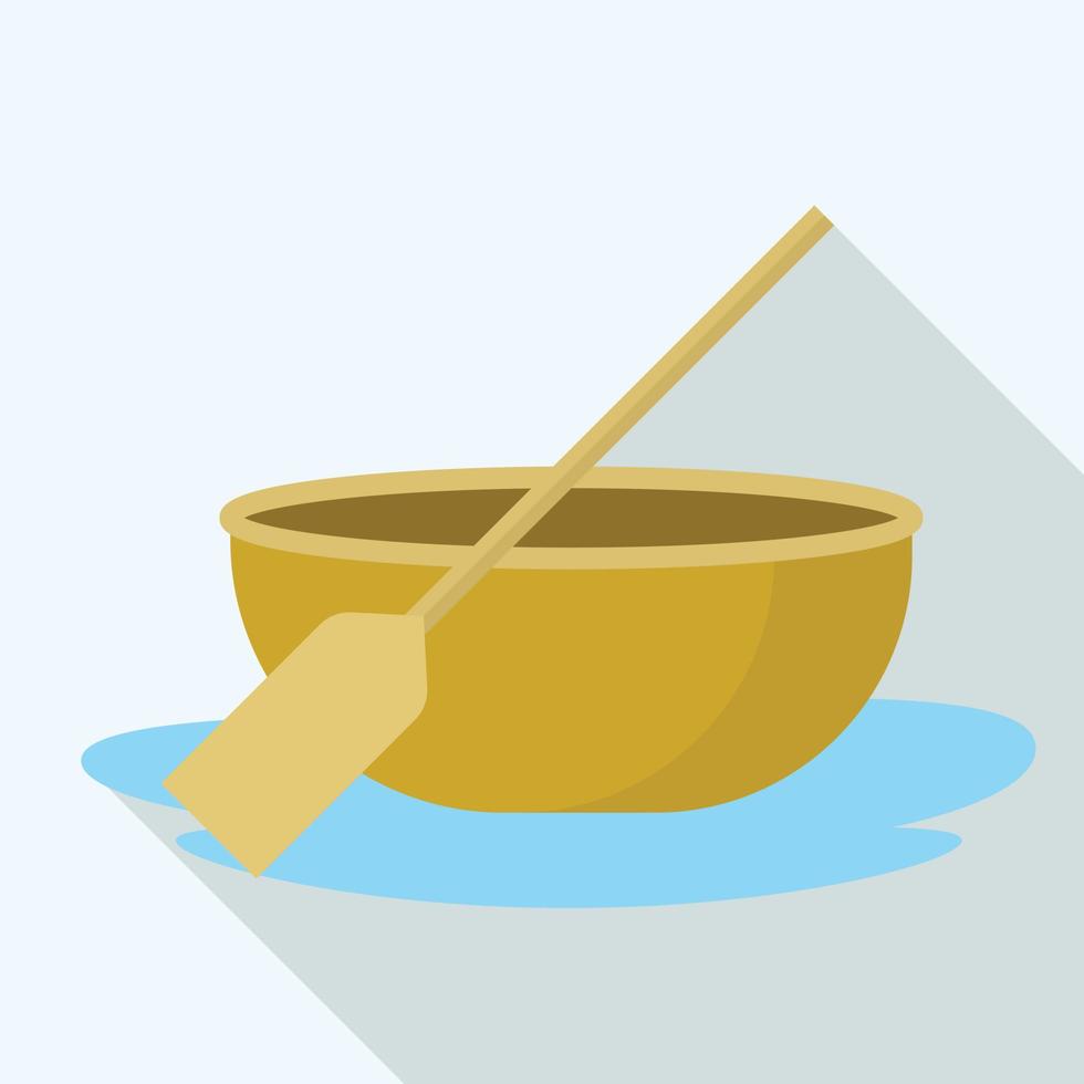 Vietnam round boat icon, flat style vector