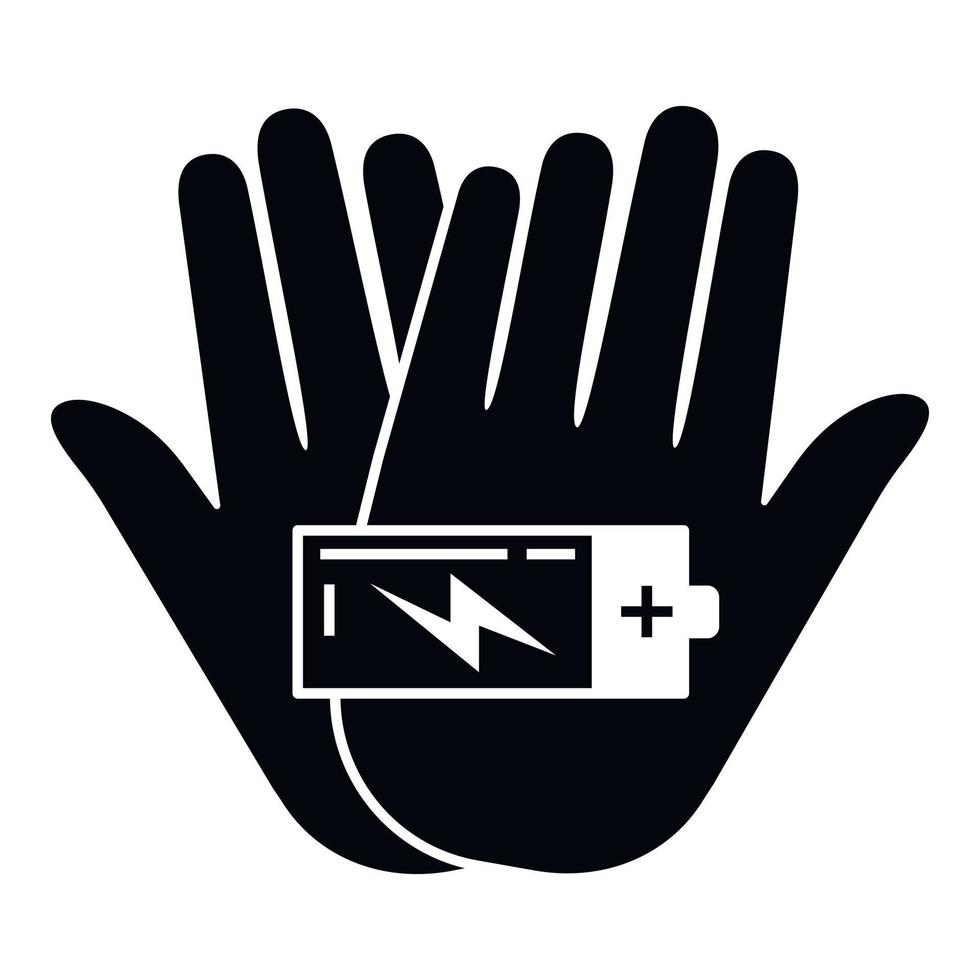 Hand keep battery icon, simple style vector