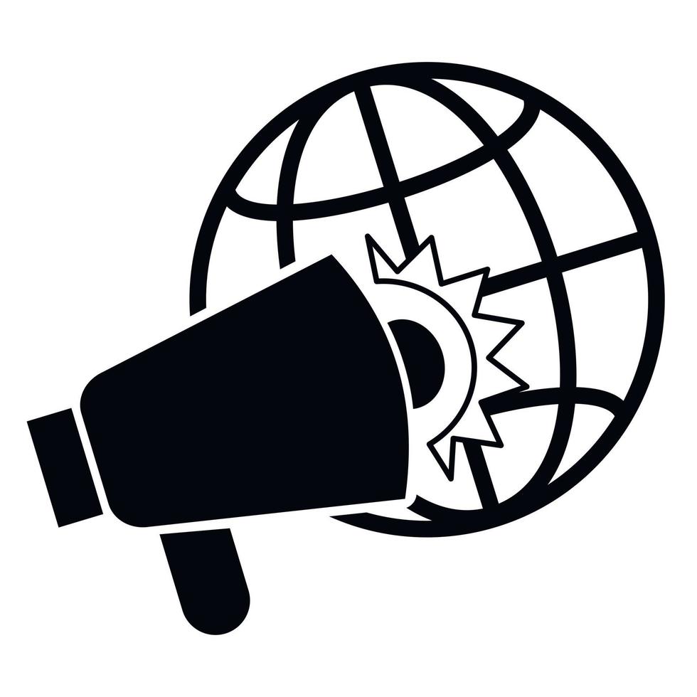 icono de megáfono global, estilo simple vector