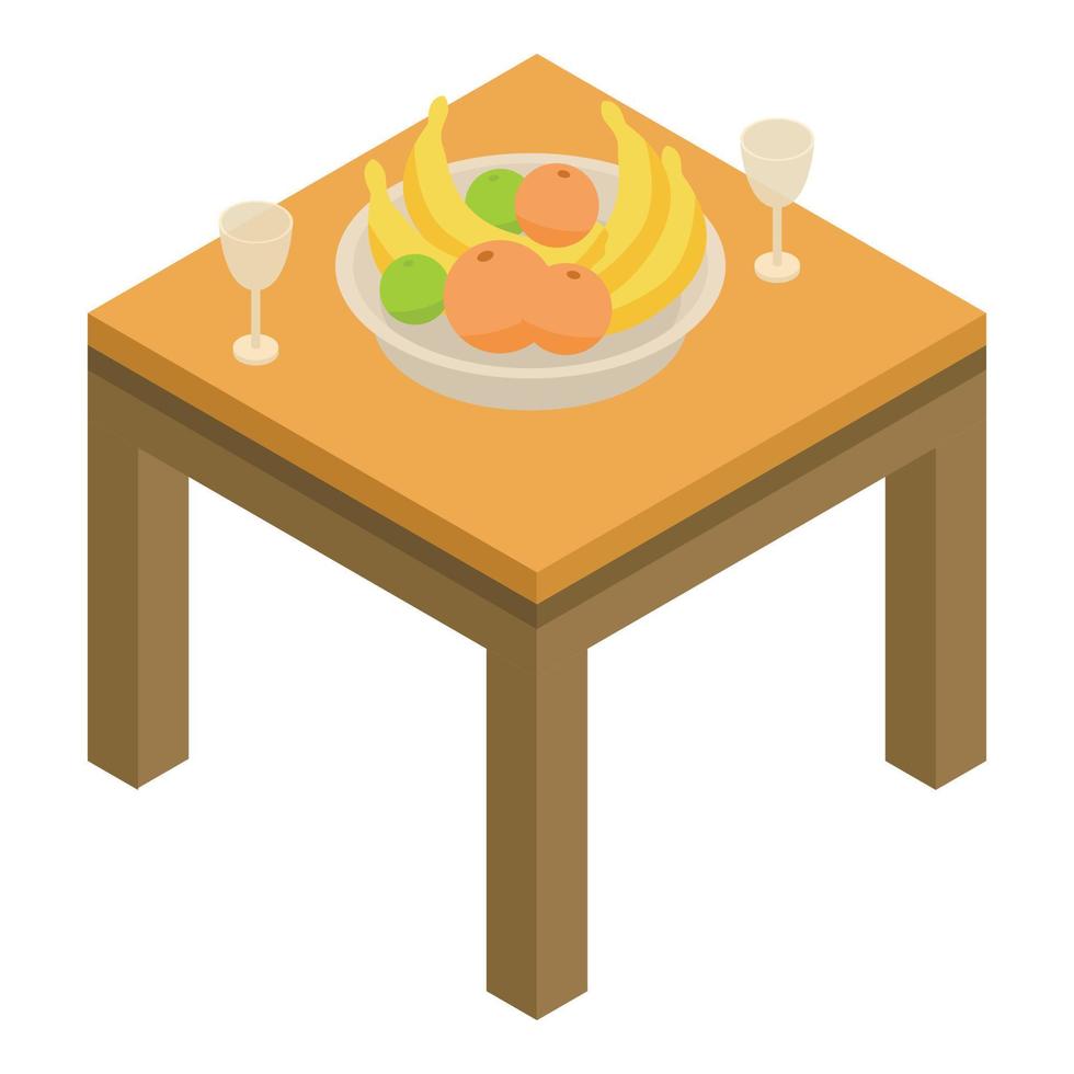 Fruits on table icon, isometric style vector