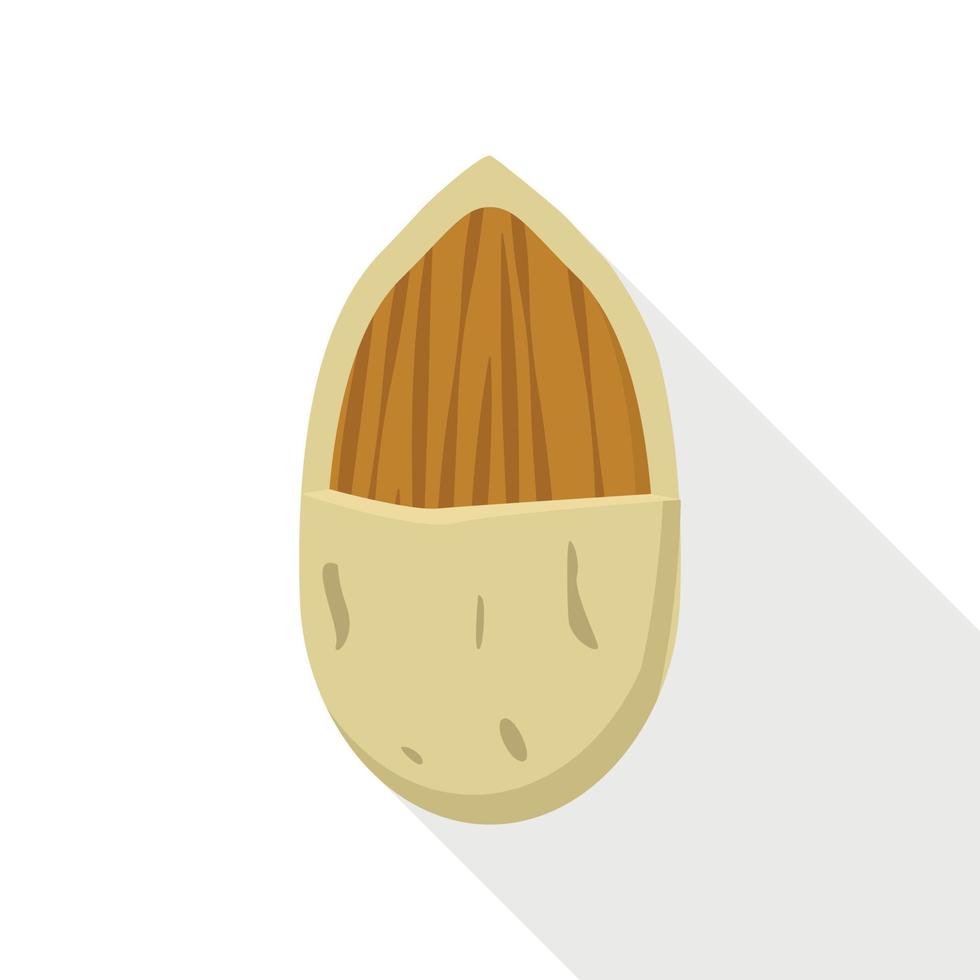 Almond nut icon, flat style vector