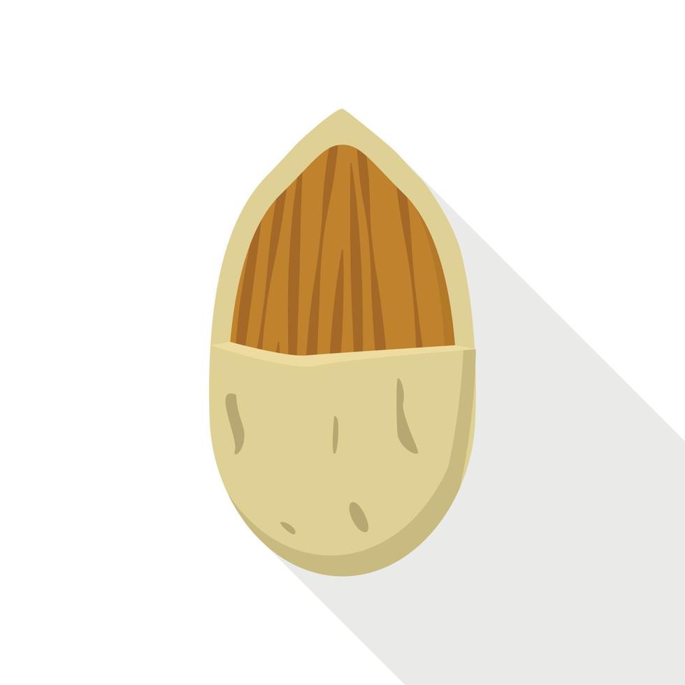 icono de nuez de almendra, estilo plano vector