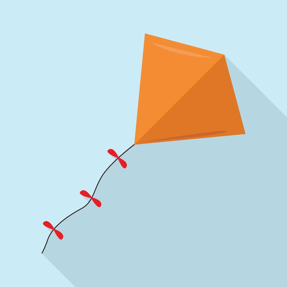 Orange kite icon, flat style vector