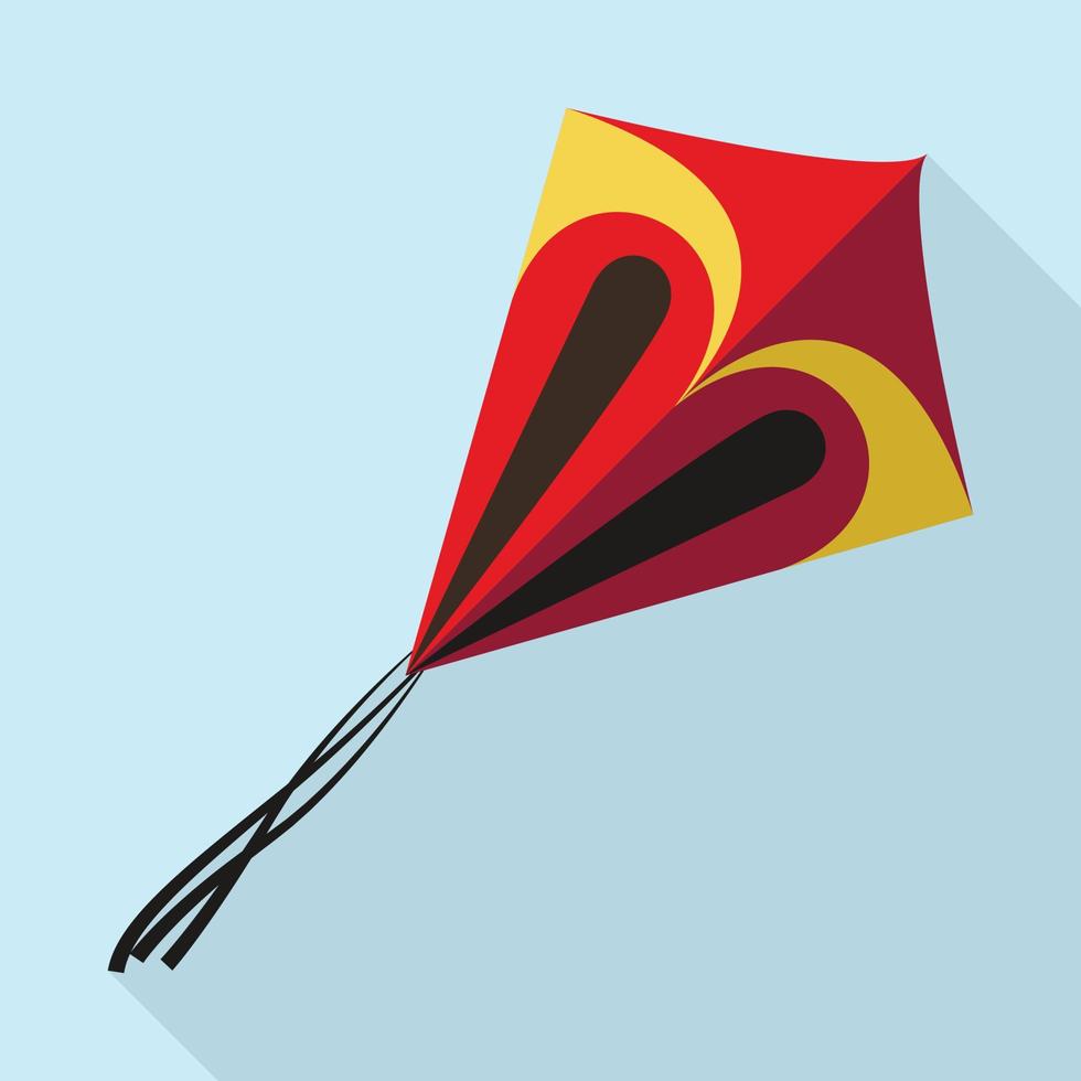 icono de cometa amarillo rojo, estilo plano vector