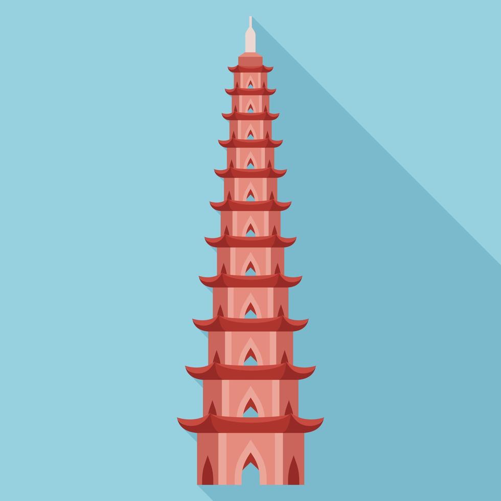 Pagoda tower icon, flat style vector