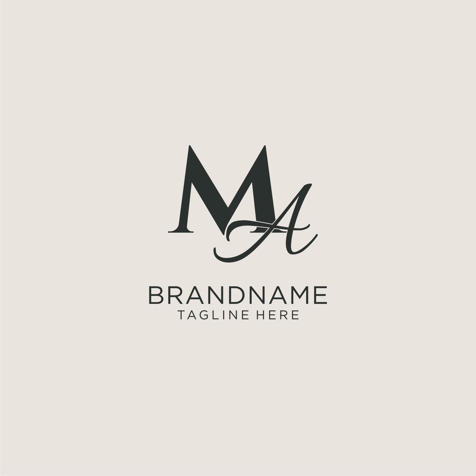 Initials MA letter monogram with elegant luxury style. Corporate identity and personal logo vector