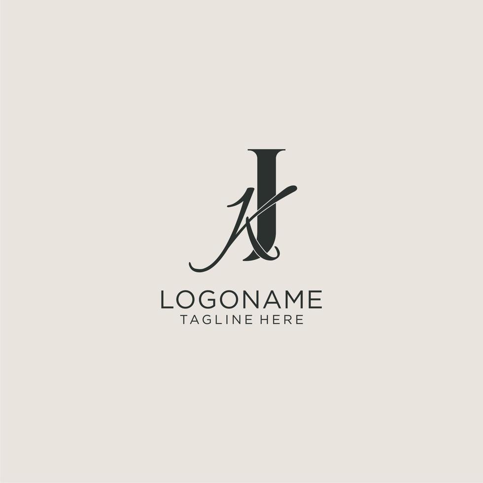 Initials JK letter monogram with elegant luxury style. Corporate identity and personal logo vector