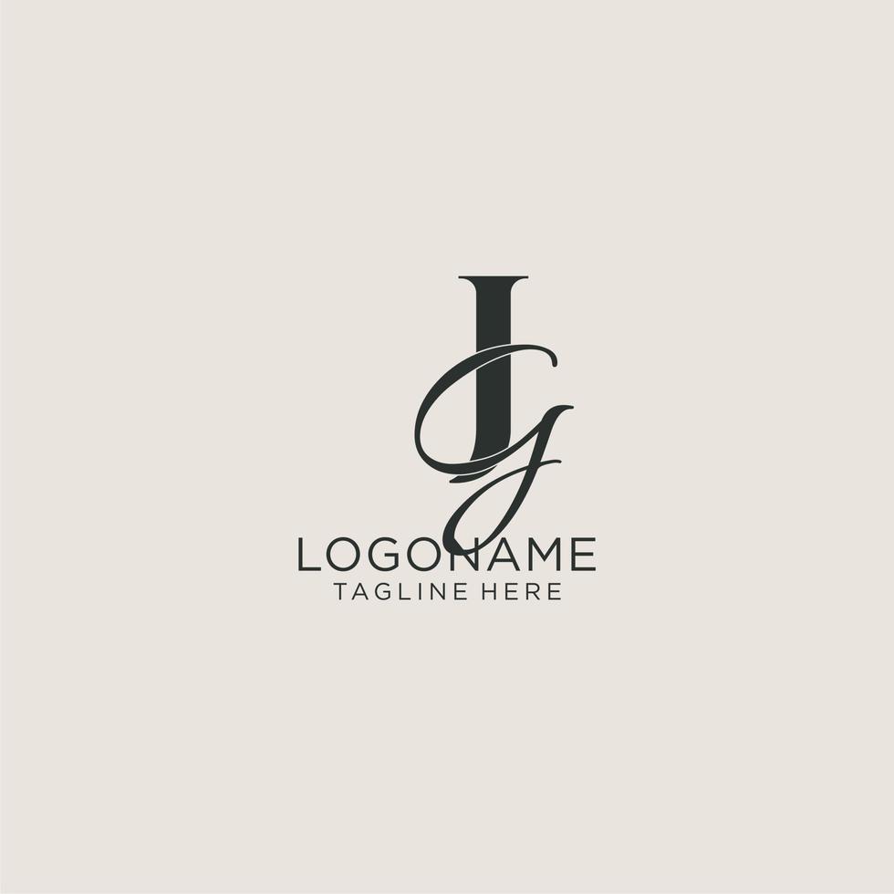 Initials JG letter monogram with elegant luxury style. Corporate identity and personal logo vector