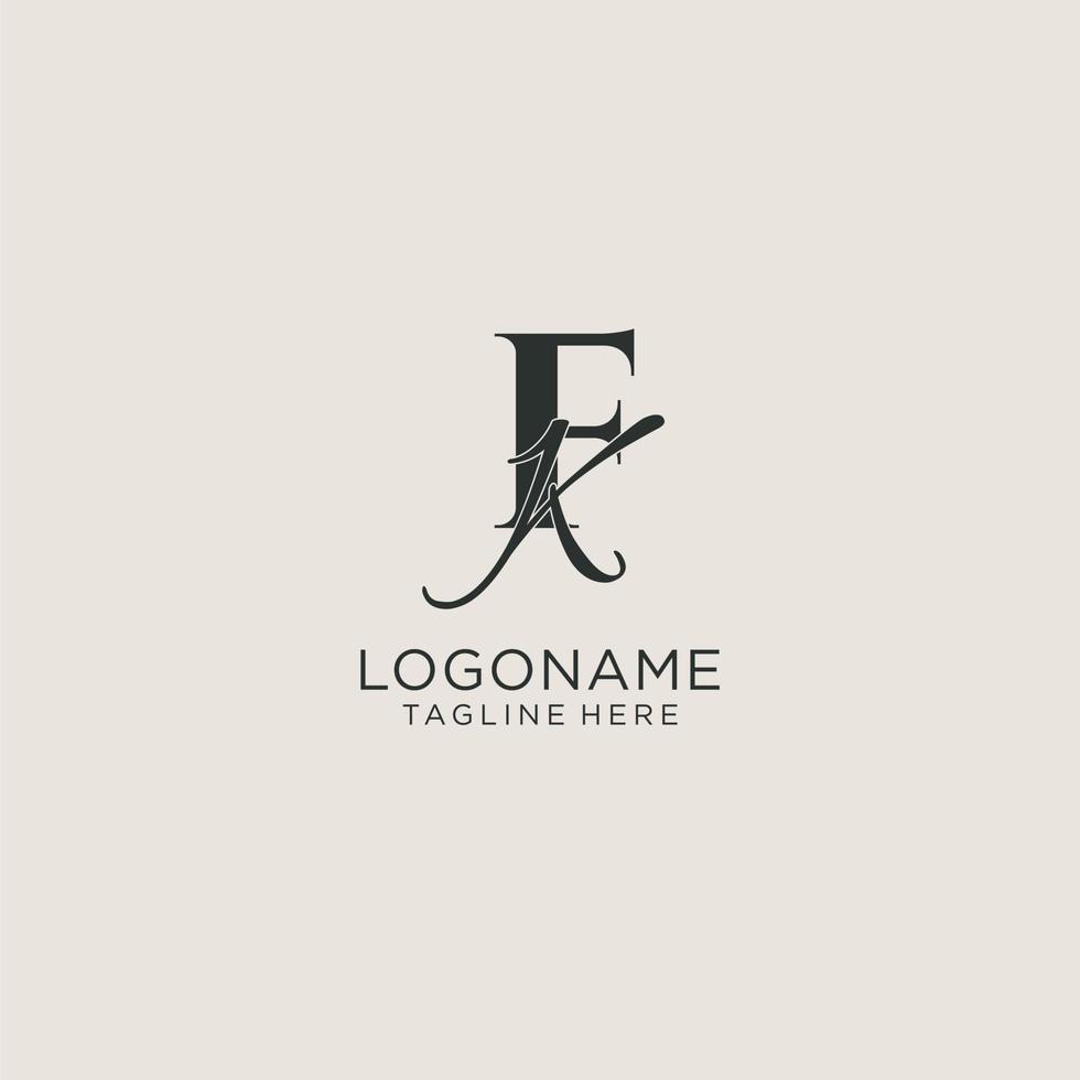 Initials FK letter monogram with elegant luxury style. Corporate identity and personal logo vector