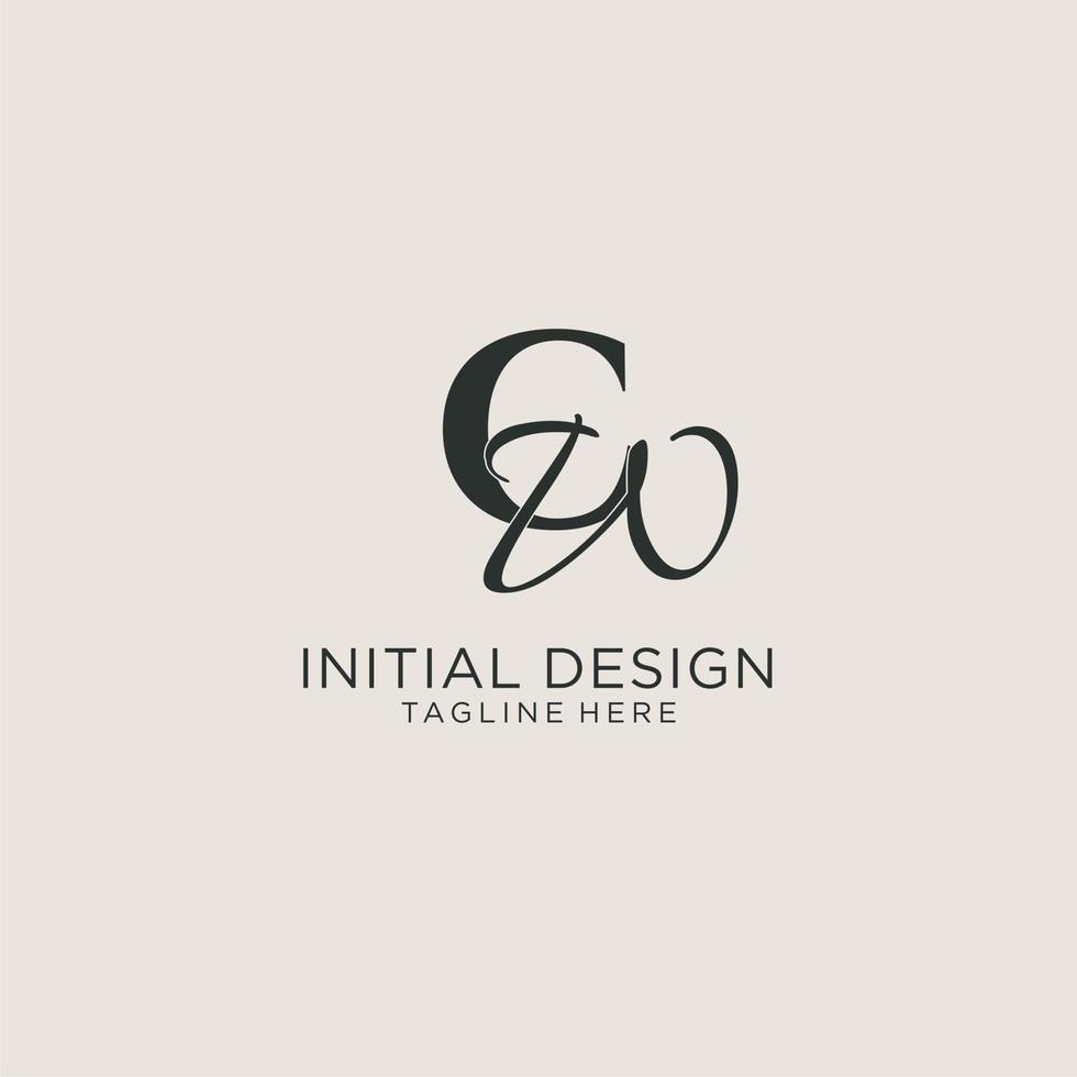 Initials CW letter monogram with elegant luxury style. Corporate identity and personal logo vector