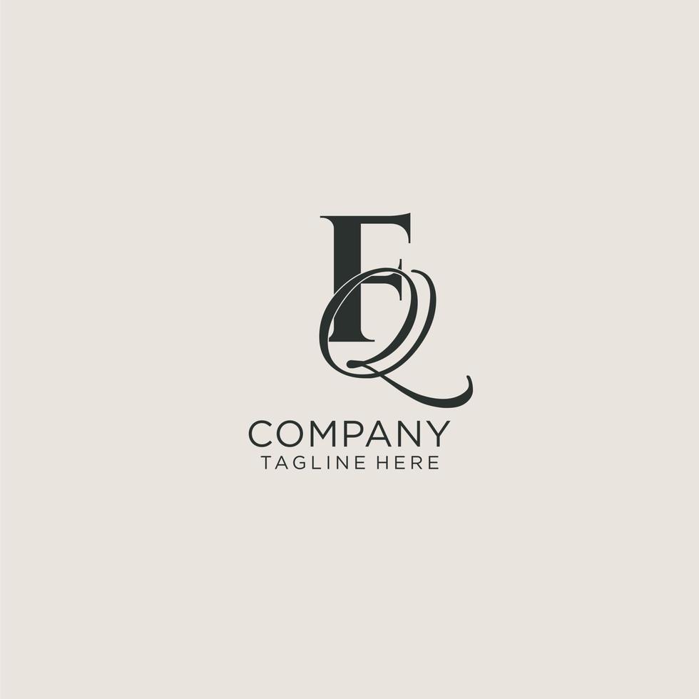 Initials FQ letter monogram with elegant luxury style. Corporate identity and personal logo vector