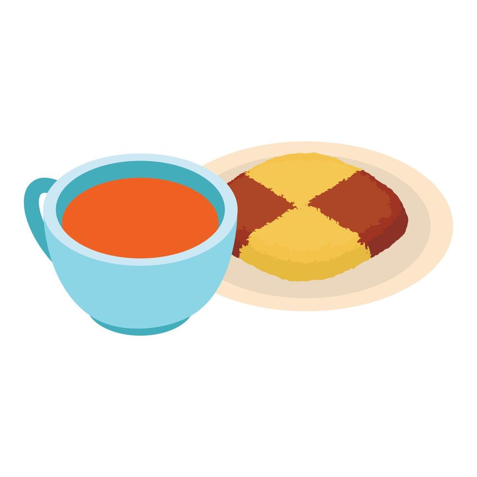 icono de té de desayuno, estilo isométrico vector